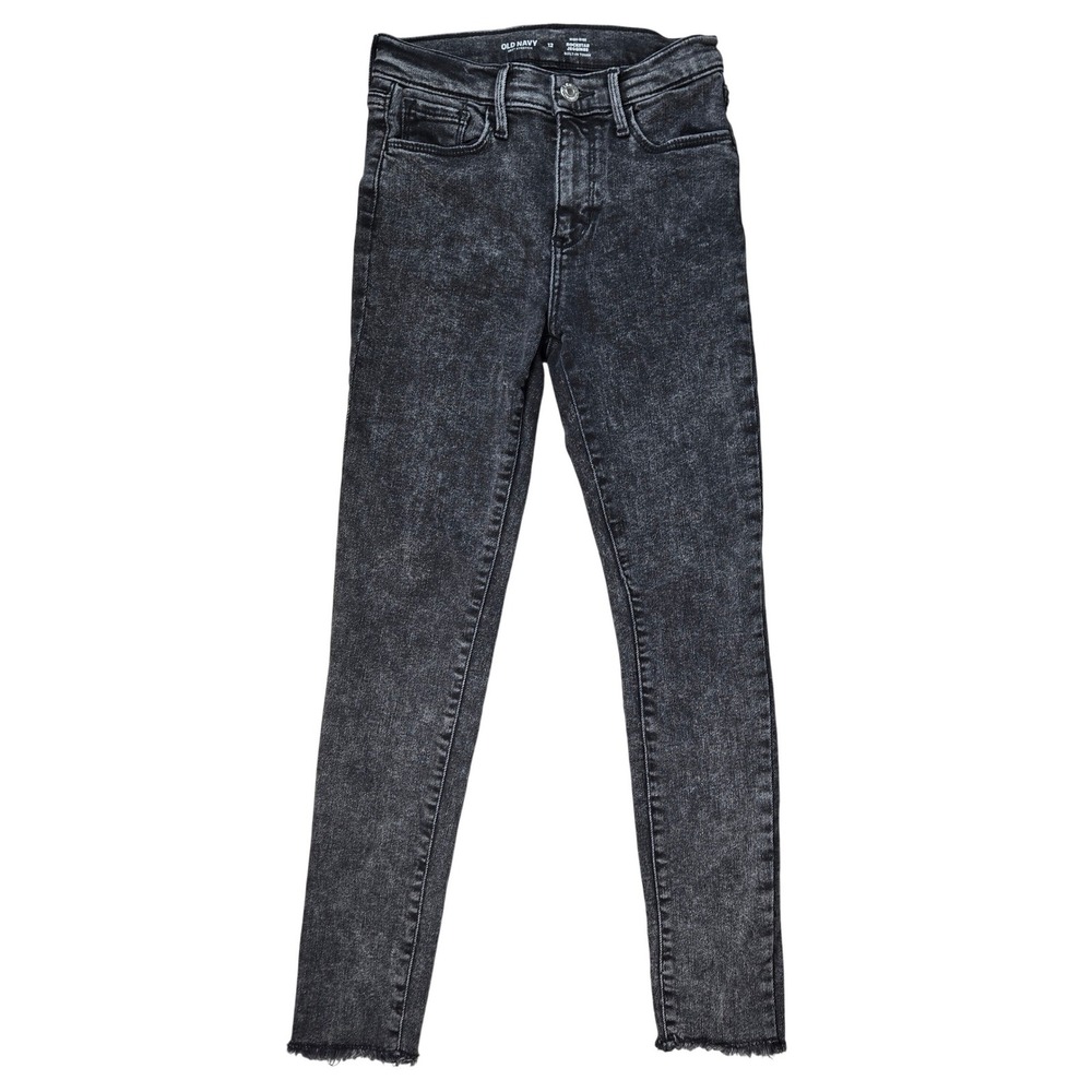 Old Navy Girls Size 12 Rockstar Jeggings High Rise Acid Wash Dark Gray Stretch